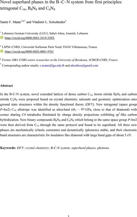 Novel Superhard Phases In The B-C-N System From First Principles ...