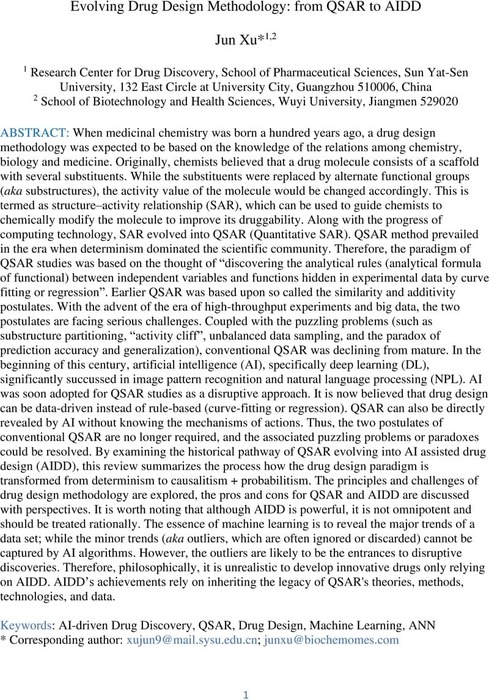 Thumbnail image of 2022-08-06 Evolving Drug Discovery Methodology-from QSAR to AIDD-ChemRiv.pdf