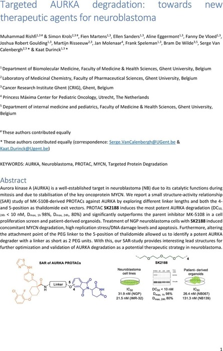 Targeted AURKA degradation: towards new therapeutic agents for ...