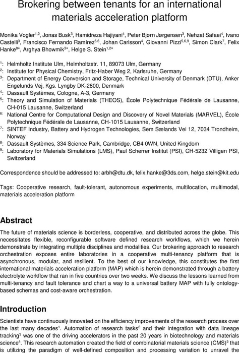 Brokering between tenants for an international materials acceleration ...