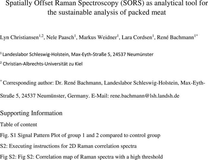 Thumbnail image of Spatially Offset Raman Spectroscopy (SORS) as analytical tool for the sustainable analysis of packed meat_supportin_information.pdf