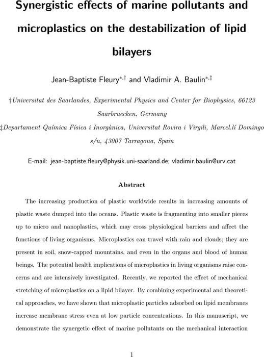 Synergistic effects of marine pollutants and microplastics on the ...