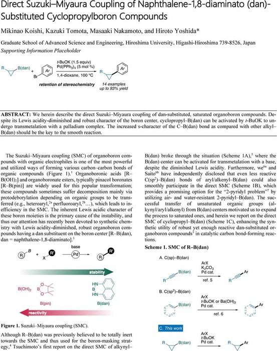 Direct Suzuki–Miyaura Coupling Of Naphthalene-1,8-diaminato (dan ...