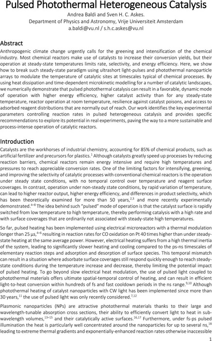 Pulsed Photothermal Heterogeneous Catalysis | Catalysis | ChemRxiv ...