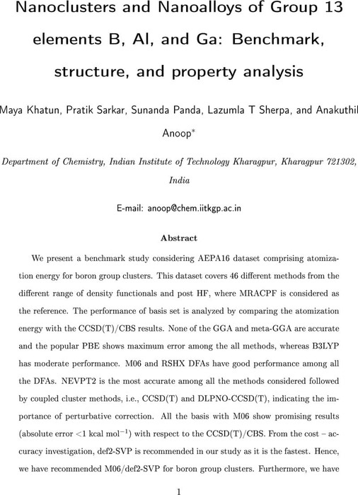 Nanoclusters And Nanoalloys Of Group 13 Elements B, Al, And Ga ...