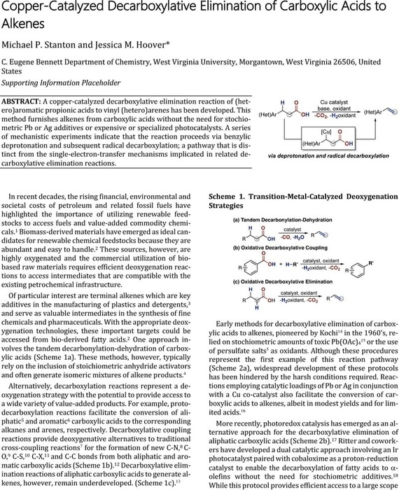 Copper-Catalyzed Decarboxylative Elimination Of Carboxylic Acids To ...