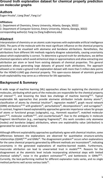 Ground truth explanation dataset for chemical property prediction on ...