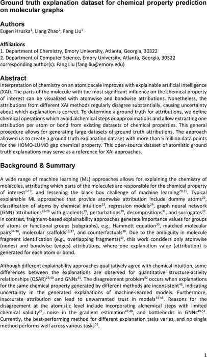 Ground truth explanation dataset for chemical property prediction on ...