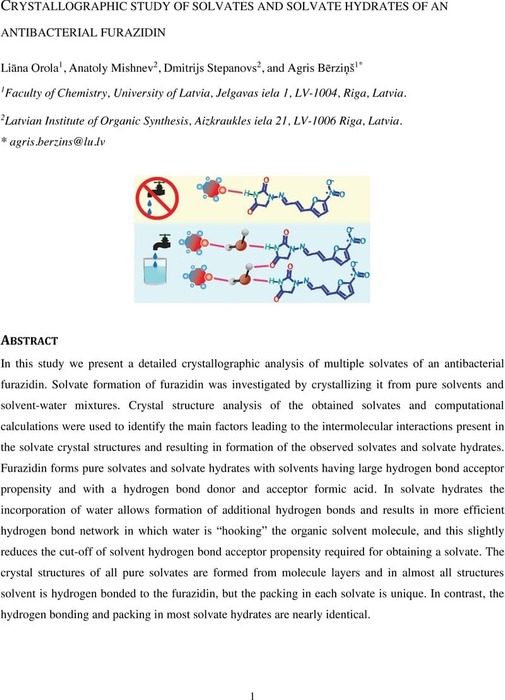 Crystallographic Study of Solvates and Solvate Hydrates of an ...