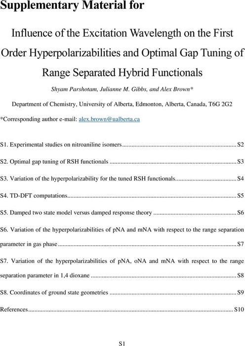 Influence Of The Excitation Wavelength On First Order ...