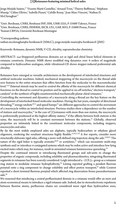 [2]Rotaxanes featuring minimal helical axles | Organic Chemistry ...