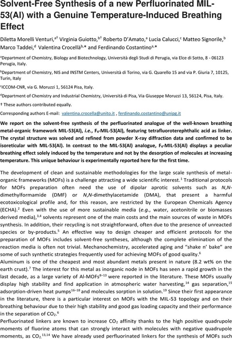 Solvent-Free Synthesis Of A New Perfluorinated MIL-53(Al) With A ...