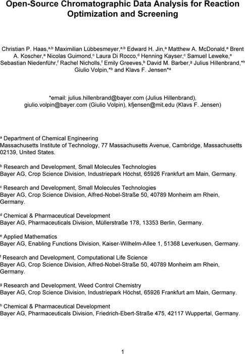 Open Source Chromatographic Data Analysis For Reaction Optimization And Screening