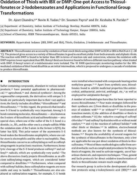 oxidation-of-thiols-with-ibx-or-dmp-one-pot-access-to-thiosulfonates