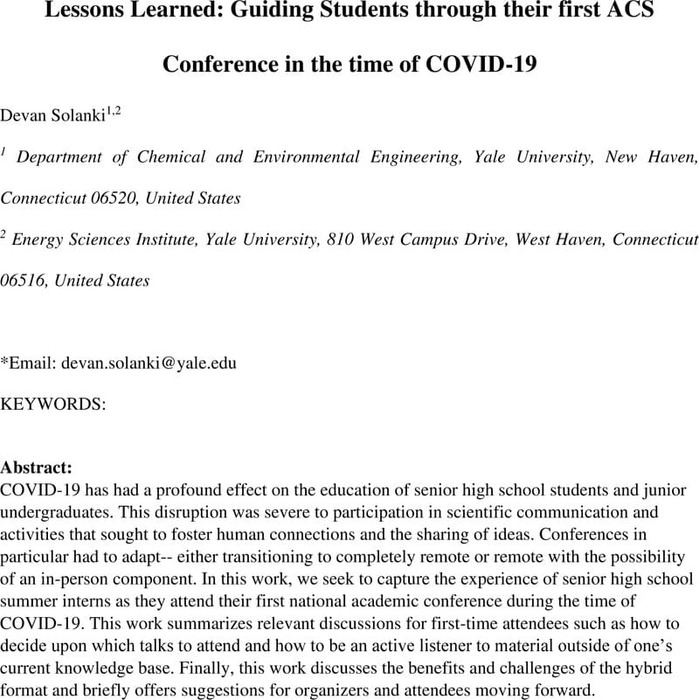 Lessons Learned Guiding Students through their first ACS Conference in