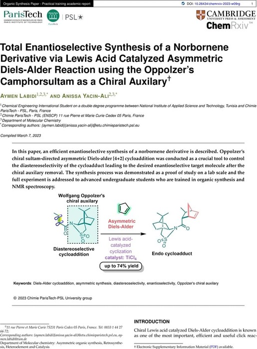 Total Enantioselective Synthesis Of A Norbornene Derivative Via Lewis ...