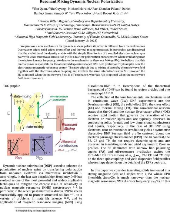 Resonant Mixing Dynamic Nuclear Polarization | Physical Chemistry ...