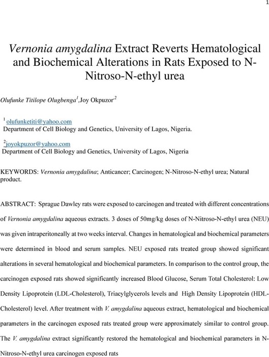 literature review on vernonia amygdalina pdf