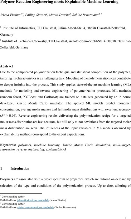 Polymer Reaction Engineering Meets Explainable Machine Learning ...