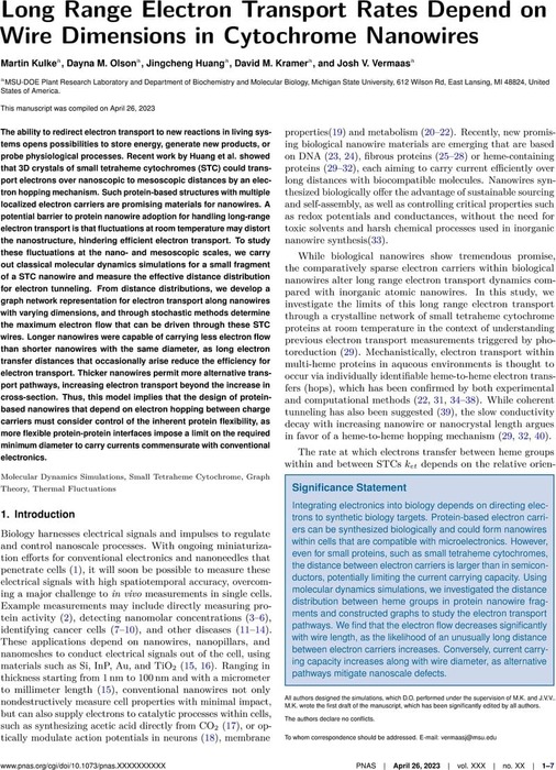 Long Range Electron Transport Rates Depend on Wire Dimensions in ...