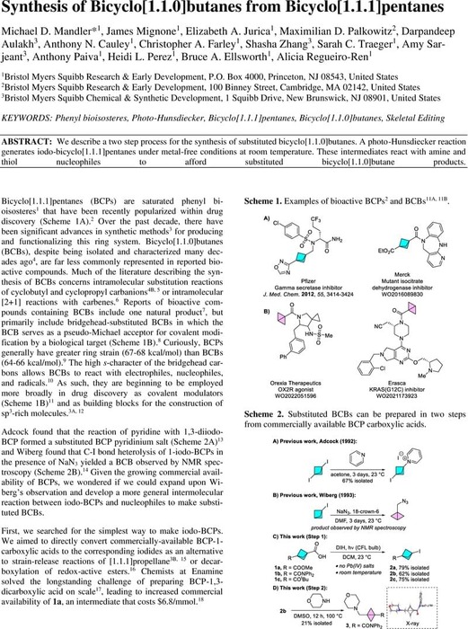 Synthesis Of Bicyclo[1.1.0]butanes From Bicyclo[1.1.1]pentanes ...