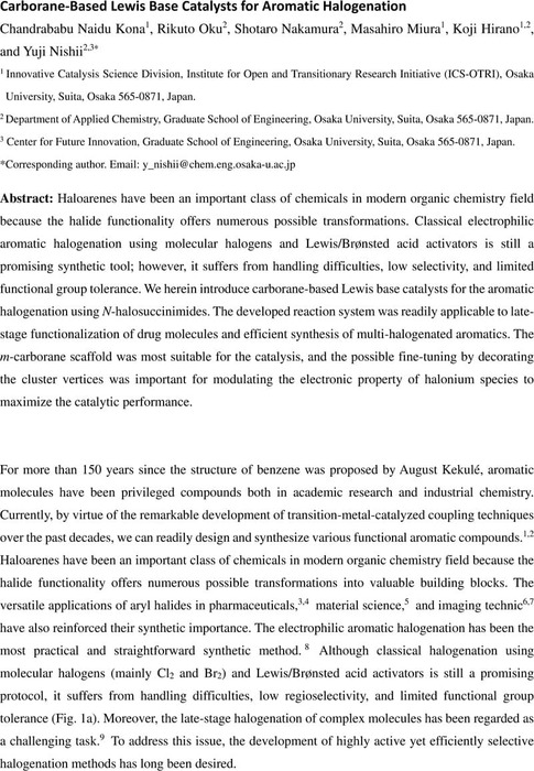 Carborane-Based Lewis Base Catalysts for Aromatic Halogenation ...