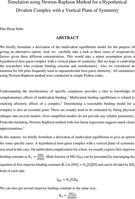 Simulation Using Newton-Raphson Method For A Hypothetical Divalent ...