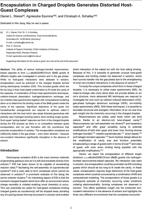 Encapsulation in Charged Droplets Generates Distorted Host-Guest ...