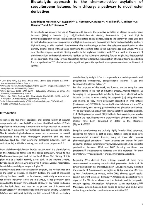 Biocatalytic approach to the chemoselective acylation of sesquiterpene ...