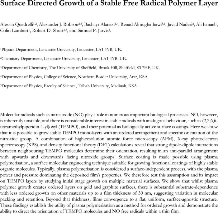 Surface Directed Growth of a Stable Free Radical Polymer Layer ...