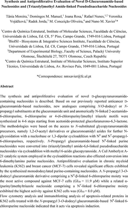 Synthesis And Antiproliferative Evaluation Of Novel D-Glucuronamide ...