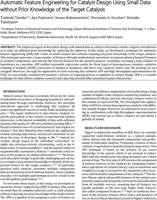 Automatic Feature Engineering for Catalyst Design Using Small Data ...