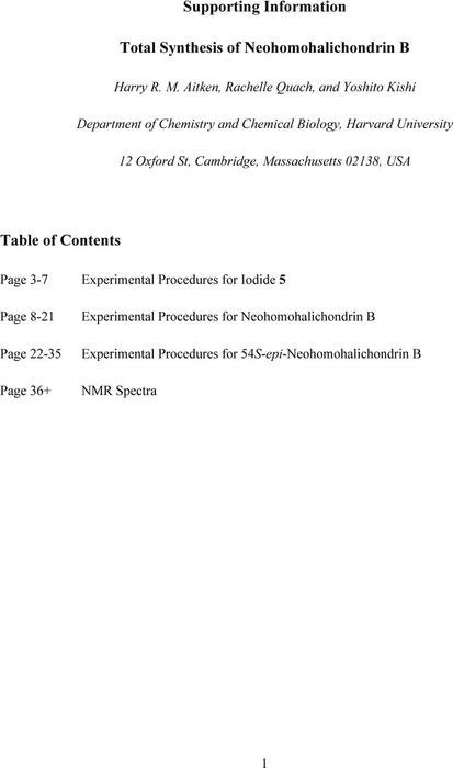 Total Synthesis Of Neohomohalichondrin B | Organic Chemistry | ChemRxiv ...