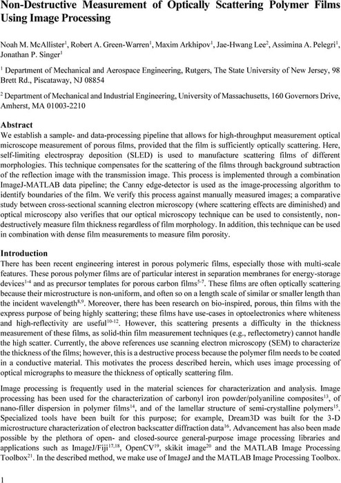 Non-Destructive Measurement of Optically Scattering Polymer Films Using ...