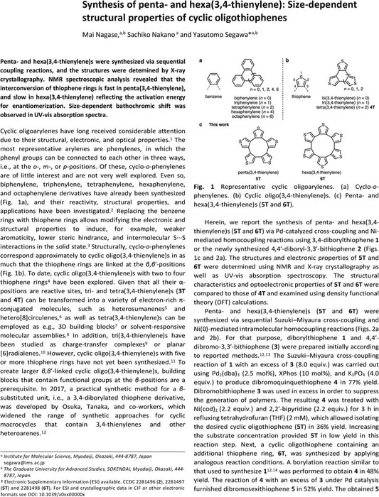 Synthesis of penta- and hexa(3,4-thienylene): Size-dependent