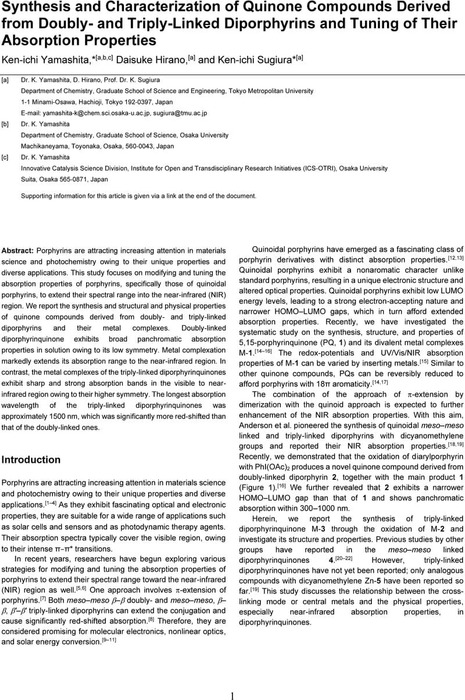 Synthesis and Characterization of Quinone Compounds Derived from Doubly ...