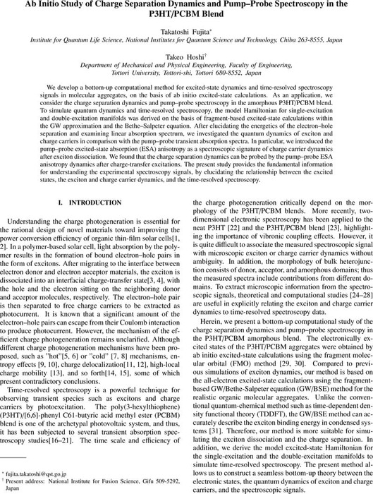 Ab Initio Study of Charge Separation Dynamics and Pump–Probe ...