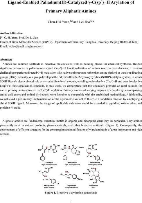 Ligand-Enabled Palladium(II)-Catalyzed γ-C(sp3)−H Arylation Of Primary ...