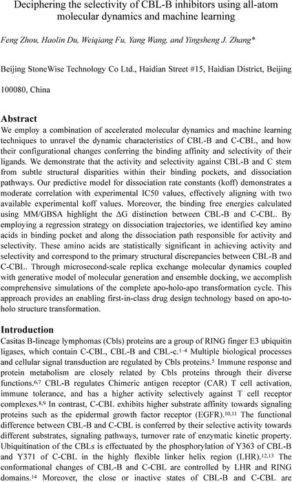 Deciphering The Selectivity Of CBL-B Inhibitors Using All-atom ...