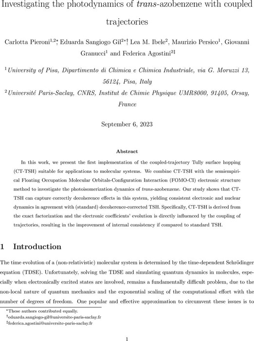 Investigating the photodynamics of trans-azobenzene with coupled ...