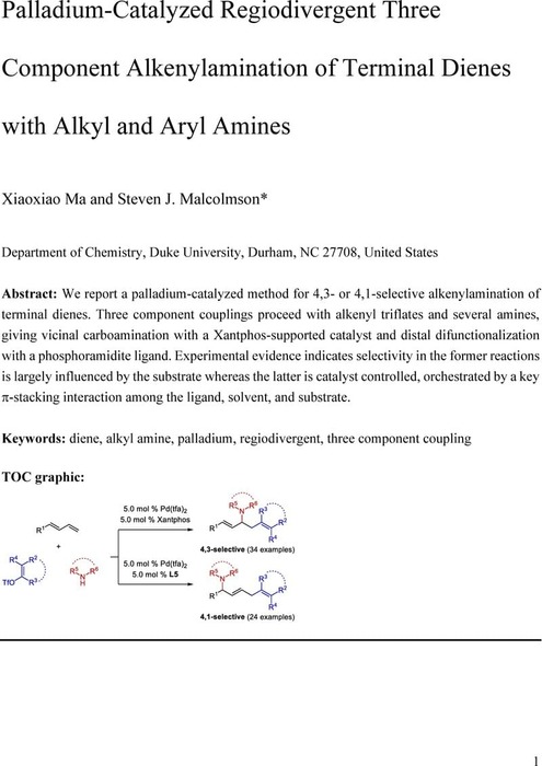 Palladium-Catalyzed Regiodivergent Three Component.