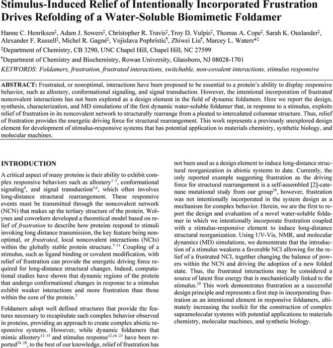 Stimulus Induced Relief of Intentionally Incorporated Frustration