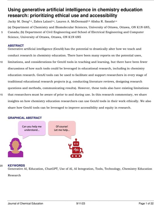 Using Generative Artificial Intelligence In Chemistry Education ...