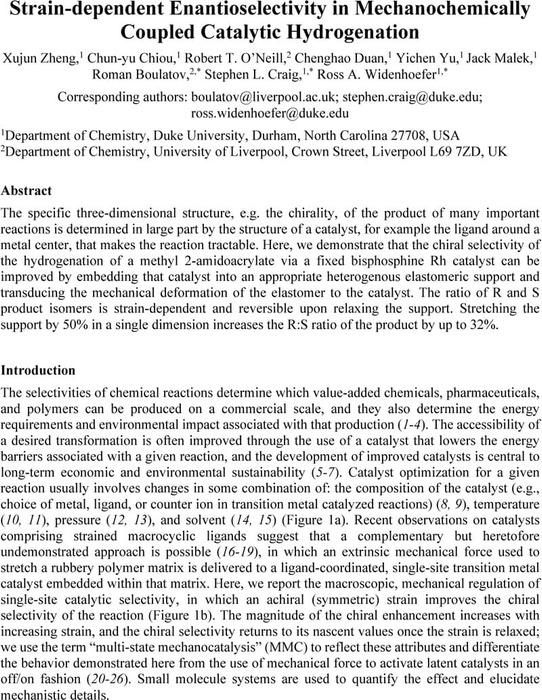 Strain-dependent Enantioselectivity in Mechanochemically Coupled ...