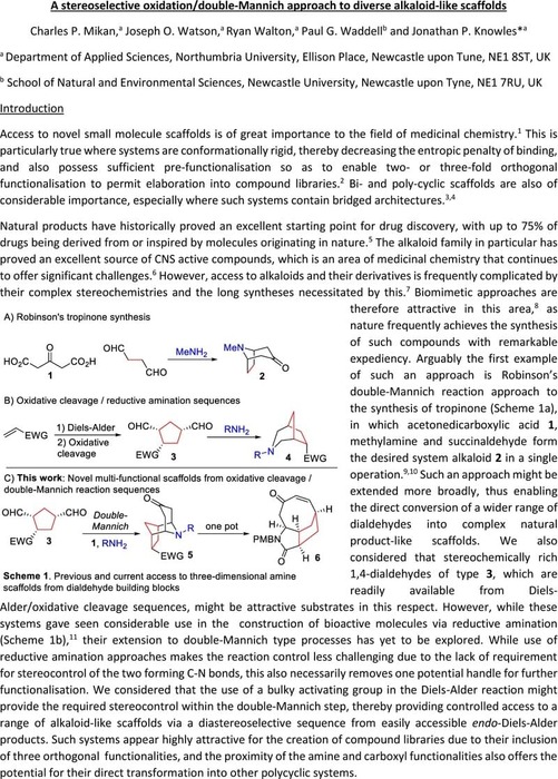 A Stereoselective Oxidation/double-Mannich Approach To Diverse Alkaloid ...