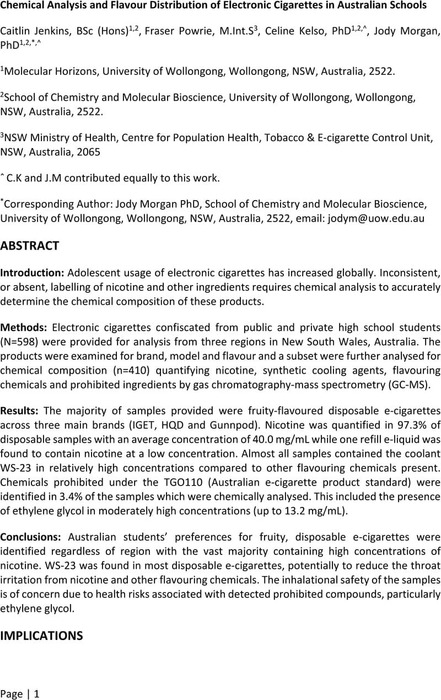 Chemical Analysis and Flavour Distribution of Electronic