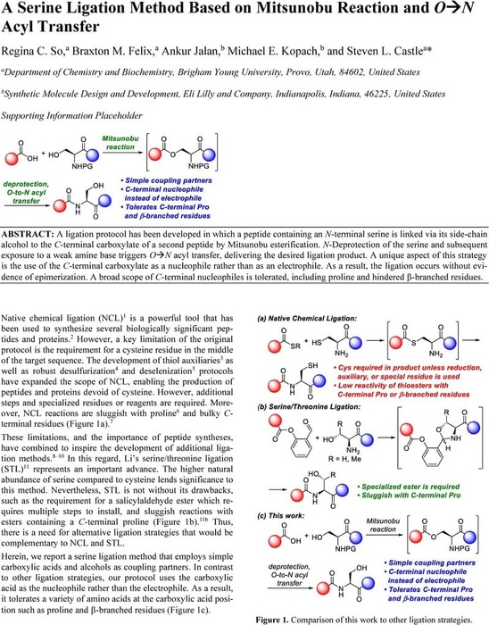 A Serine Ligation Method Based on Mitsunobu Reaction and O-to-N Acyl  Transfer, Organic Chemistry, ChemRxiv