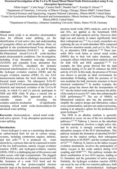 Structural Investigation of the Cu/W/Co-based Mixed Metal Oxide ...