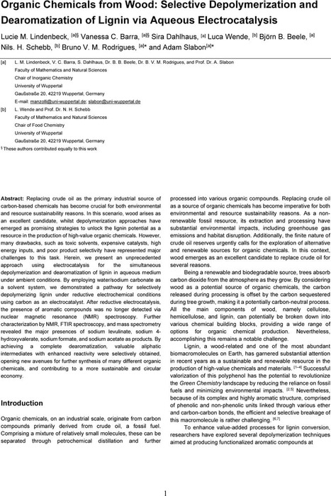 Organic Chemicals from Wood: Selective Depolymerization and ...