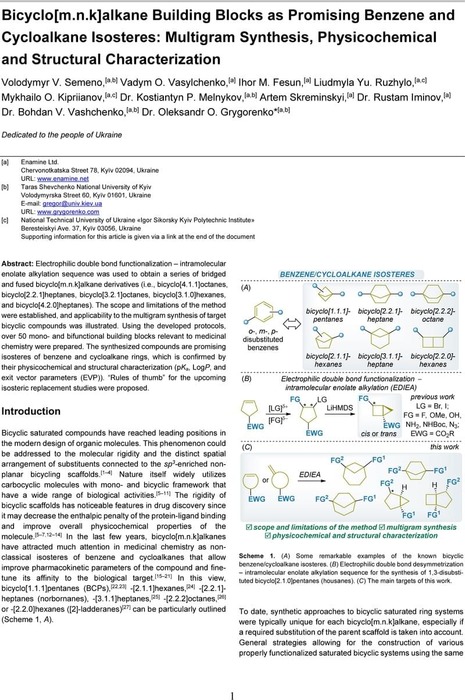 Bicyclo[m.n.k]alkane Building Blocks as Promising Benzene and Cycloalkane  Isosteres: Multigram Synthesis, Physicochemical and Structural  Characterization, Organic Chemistry, ChemRxiv